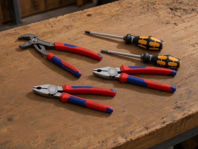 Knipex and Wera tools on a Northbrook workbench